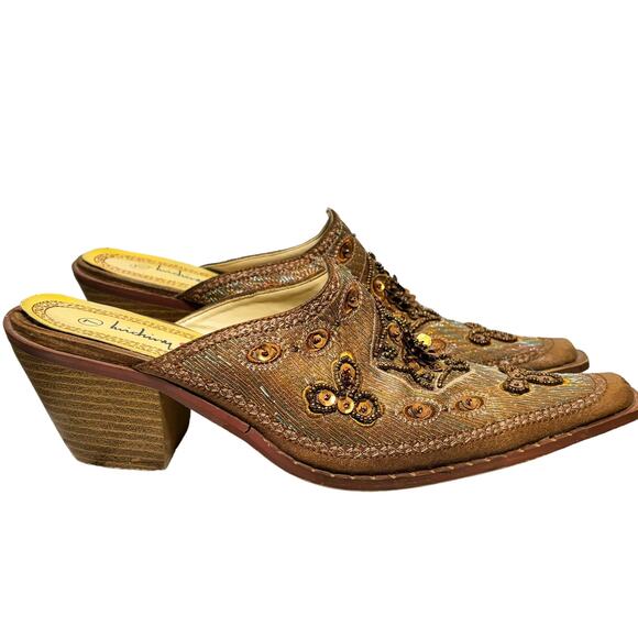 Luichiny Shoes - Luichiny Patia - Womens Tan Beaded Dress Shoe - Pointed Toe - Western - Size 7